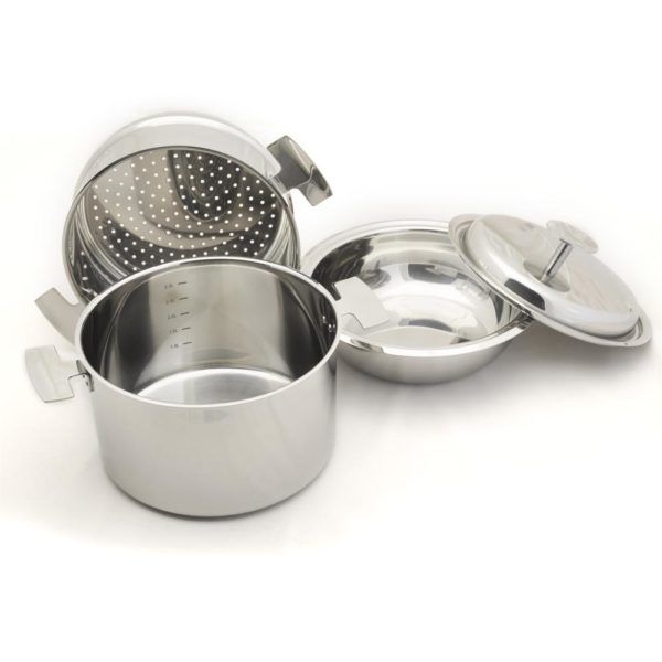 Poêle Baumstal 20 cm - Inox - Fond cuivre - Cuisson sans eau ni graisse