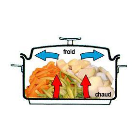 Mouvement de chaleur dans la Marmite au cours d'une cuisson douce