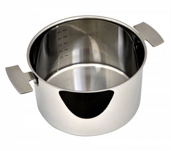 Marmite inox Baumstal présentée sans son couvercle en inox.