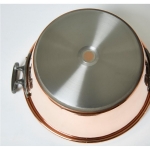 Le fond de la bassine à confiture en cuivre compatible avec l'induction