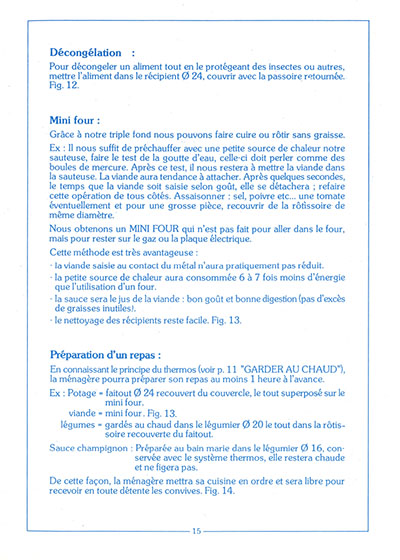 Depuis 50 ans ! Ancienne notice Baumstal - page 15 : décongélation, mini four