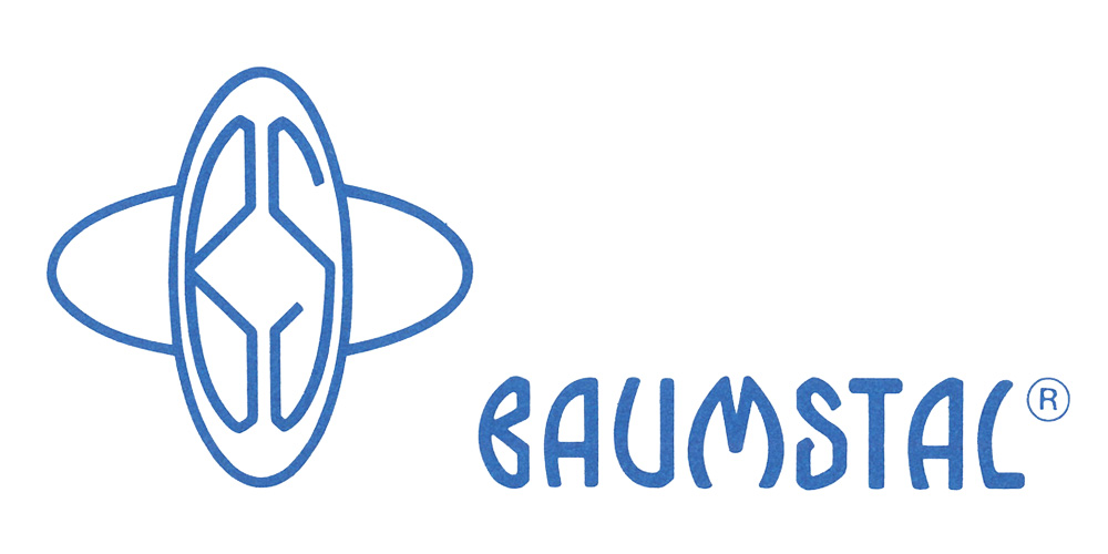 Logo Baumstal ancien avec double élipse bleue