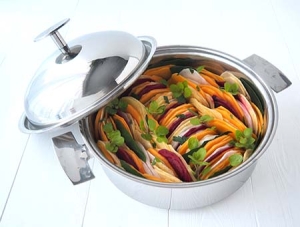 Cuisson basse température d'un tian de légumes dans la Sauteuse Cuisson Douce