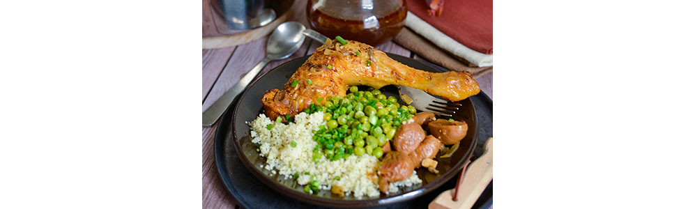 Recette de tajine au poulet figues et petits pois bio