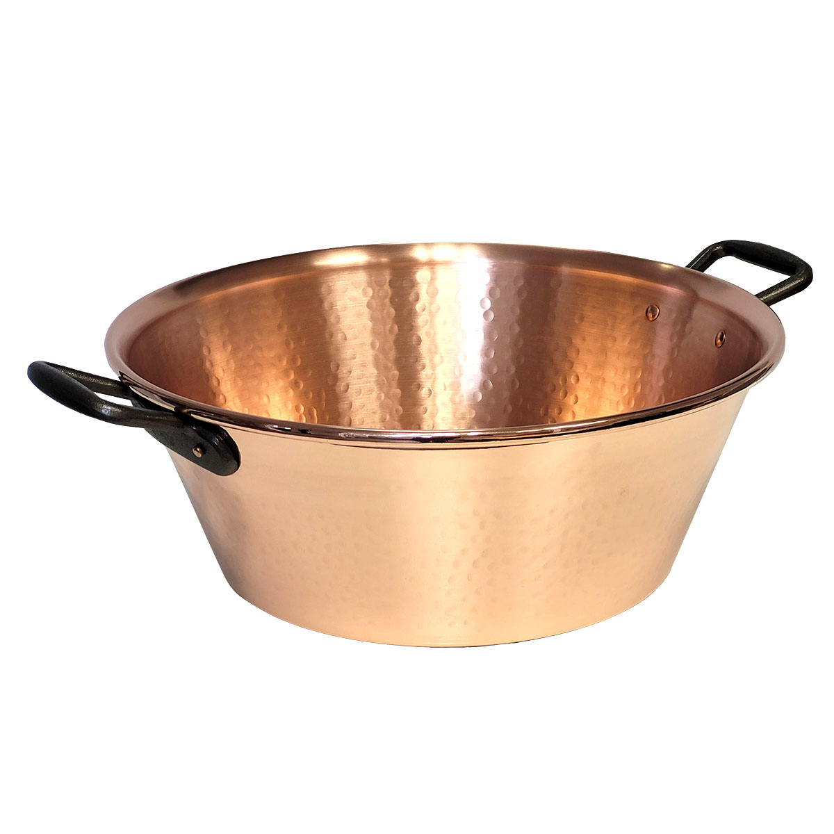 Bassine à confiture en cuivre martelé compatible induction. Diamètre 38 cm