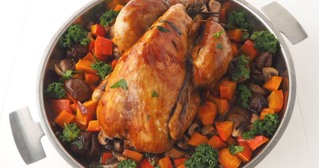 Pintade au marrons en cuisson douce. - Baumstal