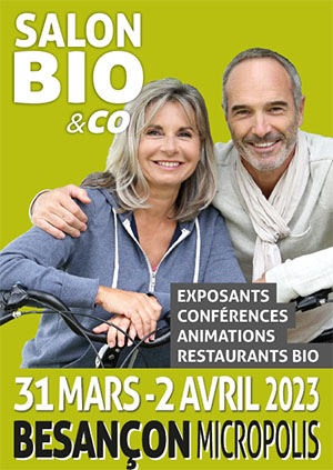 Affiche du salon bio Bio&Co de Besançon du 31 mars au 2 avril 2023