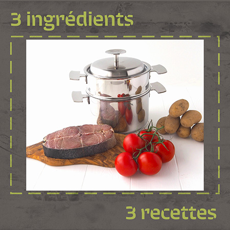 Le défi d'Isabelle : réaliser 3 recettes avec 3 ingrédients : le thon, la tomate et les pommes de terre.