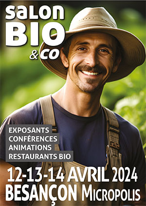 Affiche du salon Bio et Co de Besançon du 12 au 14 avril 2024