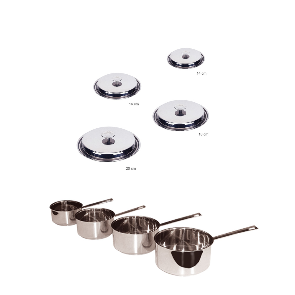 Série de 4 casserole + couvercles en inox